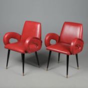 1950S FRENCH BRIDGE ARMCHAIRS, A PAIR.