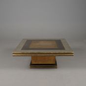 RODOLFO DUBARRY (ARGENTINA/SPAIN) 1970'S BRASS ETCHED AND MIRRORED COFFEE TABLE.