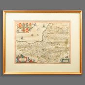 JOANNES JANSSONIUS. SOMERSET-TENSIS 17TH CENTURY MAP.