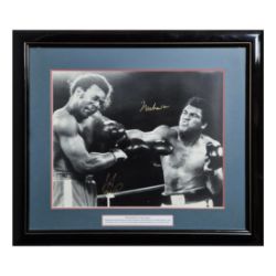 THE RUMBLE IN THE JUNGLE, ALI & FOREMAN SIGNED PHOTOGRAPH.