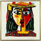 AFTER PABLO PICASSO. WOMAN IN HAT. (d)