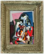 PABLO PICASSO. ARLECCHINO CON LA CHITARRA. (d)