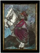 PABLO PICASSO. WOMAN ON HORSEBACK IN PURPLE DRESS. (d)