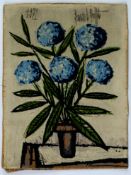 BERNARD BUFFET. TAPESTRY OF BLUE HYDRANGEAS AFTER BERNARD BUFFET 1971. (d)