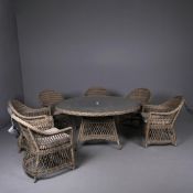 BRAMBLECREST RHS ROSEMOOR ROUND TABLE WITH 6 CHAIRS. (7).