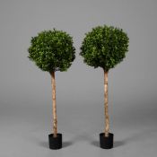 FAUX BOX TREES, A PAIR.