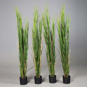 FAUX GRASS PLANTS, A SET OF 4.