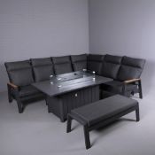 BRAMBLECREST BERLIN L-SHAPE SOFA, BENCH & FIREPIT TABLE. (3).
