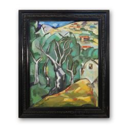 ALEKSANDR VASILEVICH KUPRIN (1880-1960). LANDSCAPE WITH RED ROOFS 1920s.
