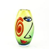 PICASSO STYLE GLASS FACE VASE.