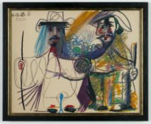 PABLO PICASSO. DEUX HOMMES LITHOGRAPH. (d)