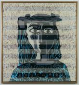 AFTER PABLO PICASSO. WOMAN IN HAT ON SILK.