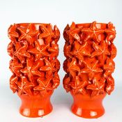 STARFISH CERAMIC VASES, A PAIR.