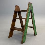 STEP LADDER, WITH VARIOUS CHAMPAGNE HOUSE NAMES PRINTED ON.
