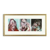 FRANCIS BACON. THREE STUDIES FOR PORTRAITS, ISABEL RAWSTHORNE, LUCIEN FREUD AND JH, 1966.
