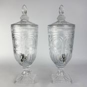 CUT GLASS DRINKS DISPENSERS, A PAIR.