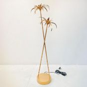 GILT METAL PALM TREE FLOOR LAMP.