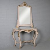 CONSOLE TABLE AND WALL MIRROR (2).