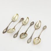 A SET OF SIX 800 SILVER DESSERT SPOONS