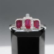 A PLATINUM RUBY AND DIAMOND DRESS RING