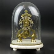 LATE 19TH EARLY / 20TH CENTURY BRASS SKELETON CLOCK.