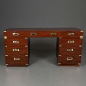 CAMPAIGN STYLE PEDESTAL DESK.