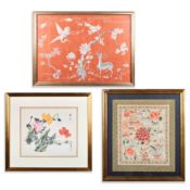 CHINESE SILK EMBROIDERIES AND GOUACHE (3)