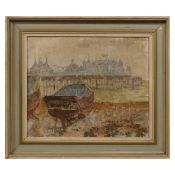 ATTRIBUTED TO OLIVER SENIOR ARCA (1880-1944). BEACH VIEW WITH BOAT EASTBOURNE.