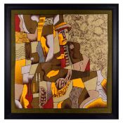 PABLO PICASSO. SEATED FIGURES & MUSICAL INSTRUMENTS, CUBIST STUDY. (d)