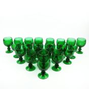 LA ROCHERE HAND BLOWN GREEN GLASSES. (23)