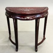 ORIENTAL STYLE DEMI LUNE CONSOLE TABLE.