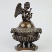 A 19TH CENTURY BRONZE FIGURAL URN AND COVER