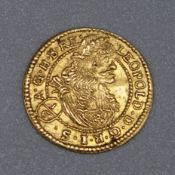 A SILESIA LEOPOLD I 1/6 GOLD FRACTIONAL DUCAT COIN.