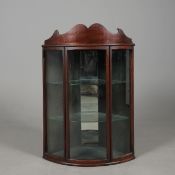 EDWARDIAN MAHOGANY CORNER DISPLAY CABINET.