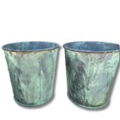 CAST METAL PLANTERS, A PAIR