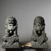 CAST BRONZE FOO DOGS (2)