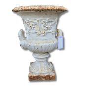 VICTORIAN WHITE PAINTED CAST IRON GARDEN URN