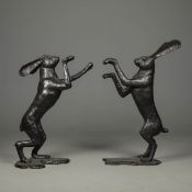 CONTEMPORARY SCHOOL SCULPTURAL BOXING HARES (2)