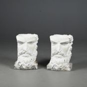 CLASSICAL STYLE BUST PLANTERS, A PAIR.