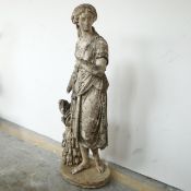 SCULPTURAL CARVED MARBLE STUDY OF FLORA.