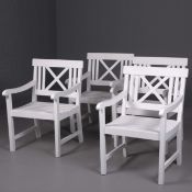 HAMPTONS STYLE GARDEN CHAIRS, A SET OF 4.