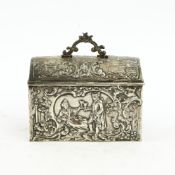 AN IMPORTED SILVER ROCOCO REVIVAL JEWELLERY CASKET.