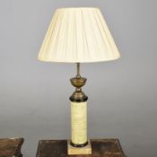 LAMP, WITH A MARBLE EFFECT COLUMN