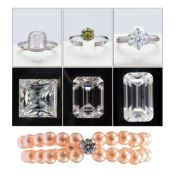A COLLECTION OF ASSORTED MOISSANITES AND MOISSANITE SET RINGS