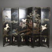 CHINESE BLACK LACQUER SCREEN
