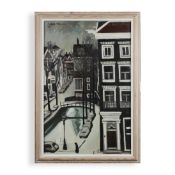 20TH CENTURY SCHOOL AMSTERDAM CANAL SCENE