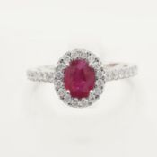 PLATINUM RUBY AND DIAMOND RING