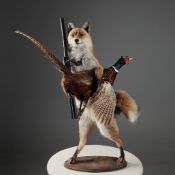 TAXIDERMY FOX AND PHEASANT 'HUNTER'