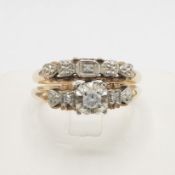 TWO GOLD DIAMOND ILLUSION-SET DRESS RINGS