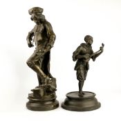 ADRIEN ETIENNE GAUDEZ (1845-1902) BRONZE 'LULLI' MUSICIAN. (2)